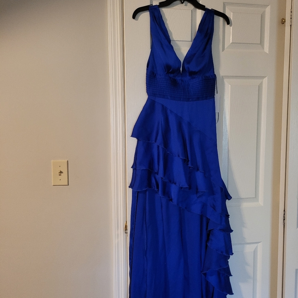 NWT- Elegant Blue Ruffled Women's Dress-HOMECOMING DANCE - Picture 2 of 9